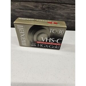 Maxell‎ Camcorder Video Cassettes 1 VHS-C Tape TC-30 HGX-Gold NEW SEALED